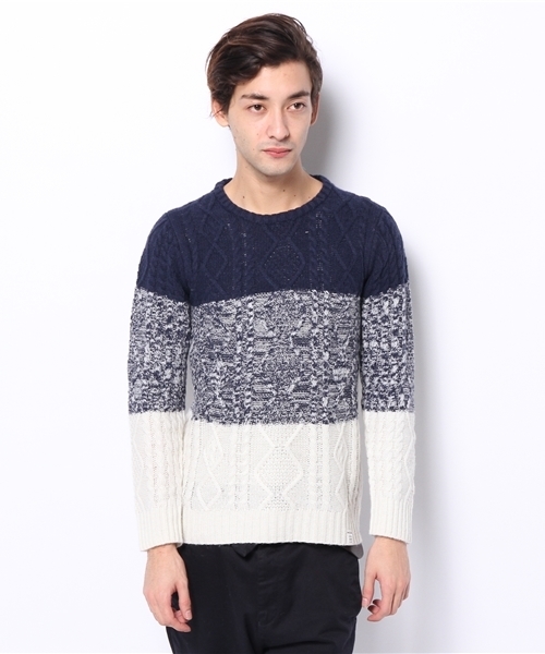 VENCEEXCHANGE（ヴァンスエクスチェンジ）の「ウールナイロンキリカエクルーネックPO（Tシャツ/カットソー・メンズ・ブラック/ネイビー・MEDIUM/SMALL/LARGE）」の9枚目の写真