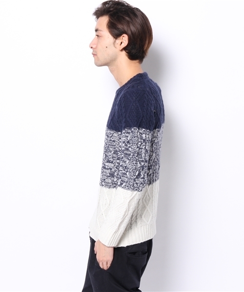 VENCEEXCHANGE（ヴァンスエクスチェンジ）の「ウールナイロンキリカエクルーネックPO（Tシャツ/カットソー・メンズ・ブラック/ネイビー・MEDIUM/SMALL/LARGE）」の3枚目の写真