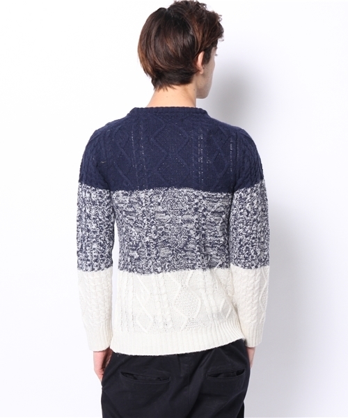 VENCEEXCHANGE（ヴァンスエクスチェンジ）の「ウールナイロンキリカエクルーネックPO（Tシャツ/カットソー・メンズ・ブラック/ネイビー・MEDIUM/SMALL/LARGE）」の4枚目の写真