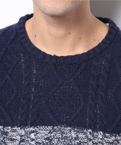 VENCEEXCHANGE（ヴァンスエクスチェンジ）の「ウールナイロンキリカエクルーネックPO（Tシャツ/カットソー・メンズ・ブラック/ネイビー・MEDIUM/SMALL/LARGE）」の5枚目の写真