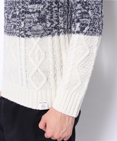 VENCEEXCHANGE（ヴァンスエクスチェンジ）の「ウールナイロンキリカエクルーネックPO（Tシャツ/カットソー・メンズ・ブラック/ネイビー・MEDIUM/SMALL/LARGE）」の6枚目の写真