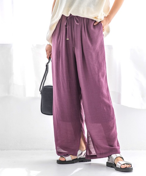 osharewalker（オシャレウォーカー）の「【廃盤】『ストレートワイドゆるひらスラブパンツ』（その他パンツ・レディース・ブラック/パープル/ピンク/ミント/モカ/グレイッシュブルー・1/2）」の11枚目の写真