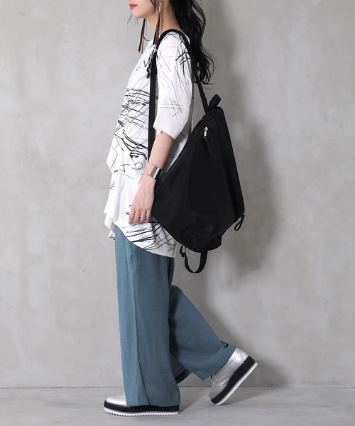 osharewalker（オシャレウォーカー）の「【廃盤】『ストレートワイドゆるひらスラブパンツ』（その他パンツ・レディース・ブラック/パープル/ピンク/ミント/モカ/グレイッシュブルー・1/2）」の19枚目の写真