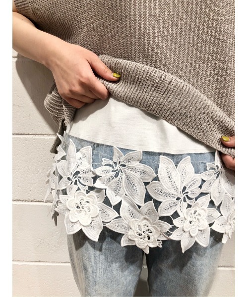 BEARDSLEY（ビアズリー）の「裾レースリネンニット（ニット/セーター・レディース・ライトグレー/ライトグリーン・FREE）」の8枚目の写真