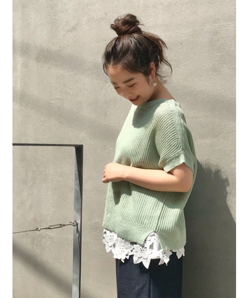 BEARDSLEY（ビアズリー）の「裾レースリネンニット（ニット/セーター・レディース・ライトグレー/ライトグリーン・FREE）」の20枚目の写真