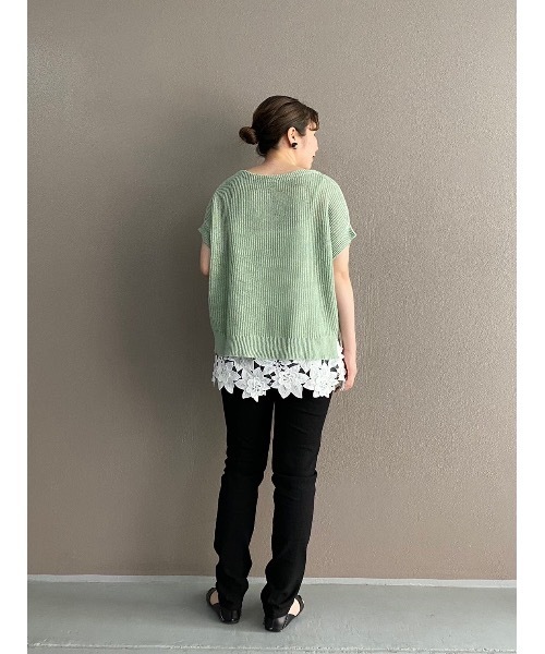 BEARDSLEY（ビアズリー）の「裾レースリネンニット（ニット/セーター・レディース・ライトグレー/ライトグリーン・FREE）」の18枚目の写真