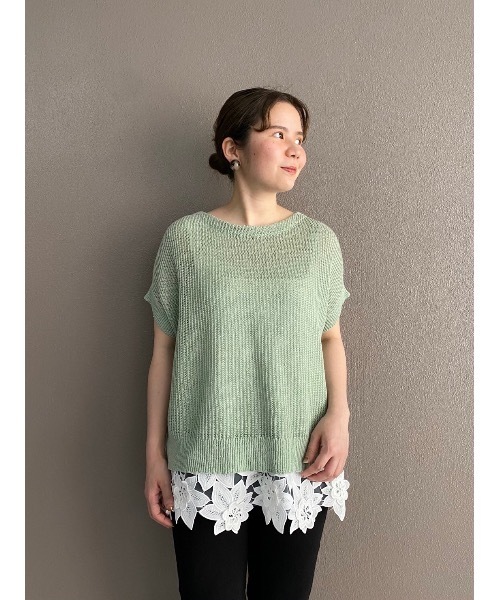 BEARDSLEY（ビアズリー）の「裾レースリネンニット（ニット/セーター・レディース・ライトグレー/ライトグリーン・FREE）」の17枚目の写真