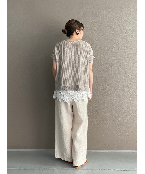 BEARDSLEY（ビアズリー）の「裾レースリネンニット（ニット/セーター・レディース・ライトグレー/ライトグリーン・FREE）」の15枚目の写真