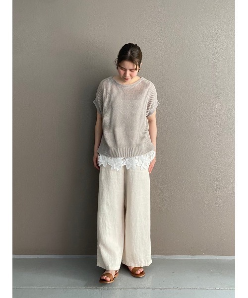 BEARDSLEY（ビアズリー）の「裾レースリネンニット（ニット/セーター・レディース・ライトグレー/ライトグリーン・FREE）」の12枚目の写真