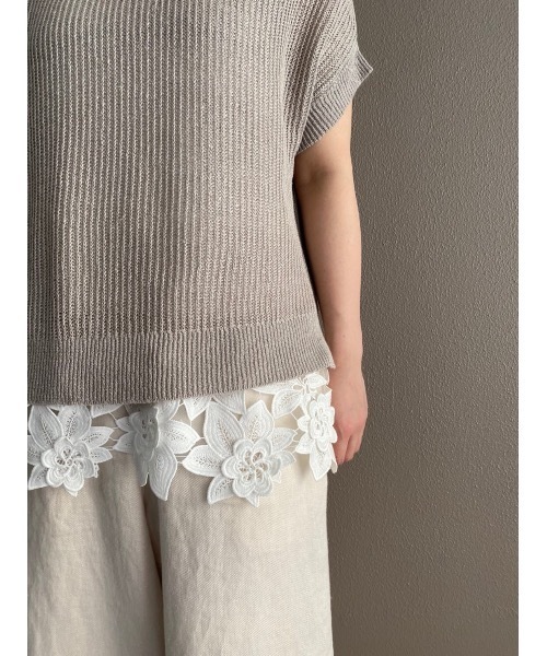 BEARDSLEY（ビアズリー）の「裾レースリネンニット（ニット/セーター・レディース・ライトグレー/ライトグリーン・FREE）」の13枚目の写真