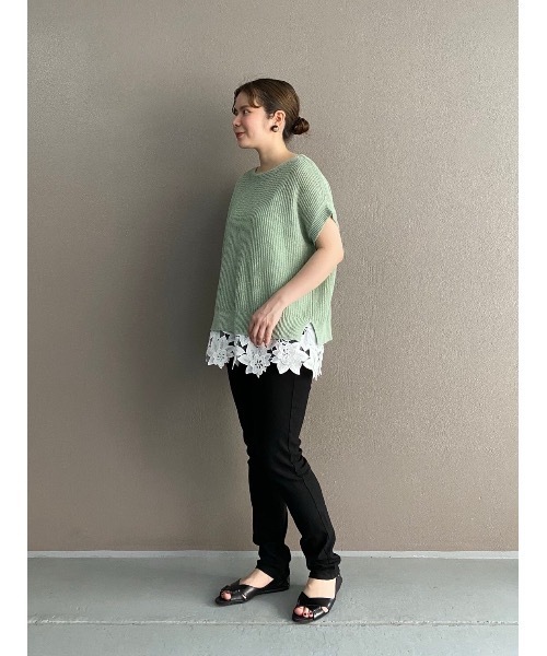 BEARDSLEY（ビアズリー）の「裾レースリネンニット（ニット/セーター・レディース・ライトグレー/ライトグリーン・FREE）」の19枚目の写真