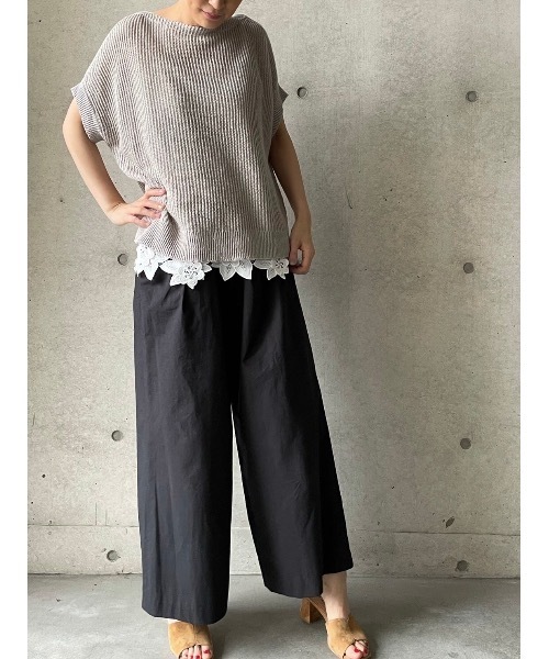 BEARDSLEY（ビアズリー）の「裾レースリネンニット（ニット/セーター・レディース・ライトグレー/ライトグリーン・FREE）」の9枚目の写真