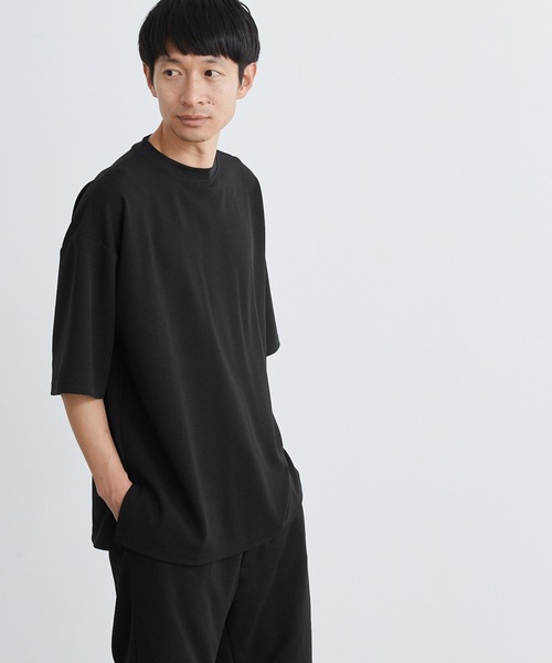Loungewear tokyo(ラウンジウェアトウキョウ)の「【セットアップ】カットジョーゼットリラックスストレッチ ワイドモックネック半袖Tシャツ&1タックショートパンツ ワンマイルウェア(ルームウェア/パジャマ・メンズ・ブラック/ベージュ/ネイビー/グレー系その他/ブルー系その他/ホワイト・M/L/XL/S)」の16枚目の写真