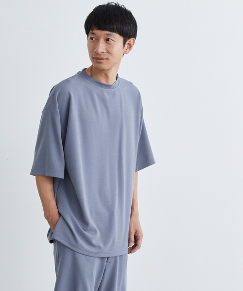 Loungewear tokyo(ラウンジウェアトウキョウ)の「【セットアップ】カットジョーゼットリラックスストレッチ ワイドモックネック半袖Tシャツ&1タックショートパンツ ワンマイルウェア(ルームウェア/パジャマ・メンズ・ブラック/ベージュ/ネイビー/グレー系その他/ブルー系その他/ホワイト・M/L/XL/S)」の15枚目の写真