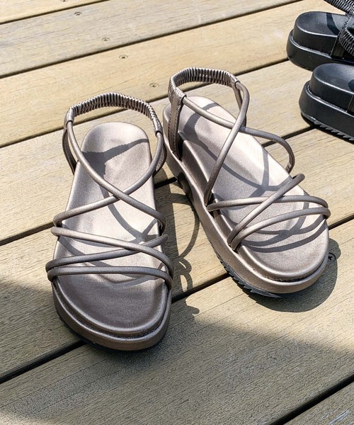 CIAOPANIC TYPY(チャオパニックティピー)の「ストラップフットベットサンダル(サンダル・レディース・ブラック/グレー・36/37/38)」の6枚目の写真