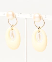 【tschuss(チュース)】パールとアクリル 2WAYゴールドピアス(チタン)