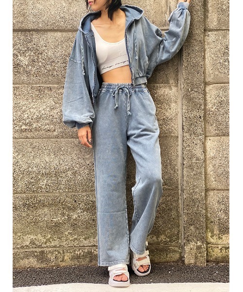 one way（ワンウェイ）の「【oneway Jeans】硫化染めZIPパーカー（パーカー・レディース・ライトブルー/ブラック/ベージュ・FREE）」の19枚目の写真