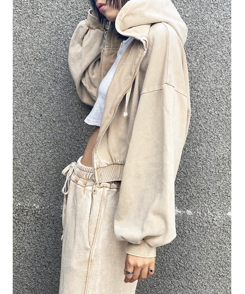 one way（ワンウェイ）の「【oneway Jeans】硫化染めZIPパーカー（パーカー・レディース・ライトブルー/ブラック/ベージュ・FREE）」の11枚目の写真