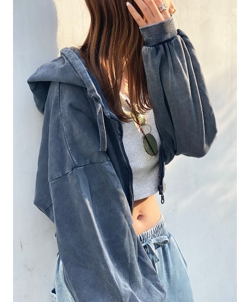 one way（ワンウェイ）の「【oneway Jeans】硫化染めZIPパーカー（パーカー・レディース・ライトブルー/ブラック/ベージュ・FREE）」の20枚目の写真