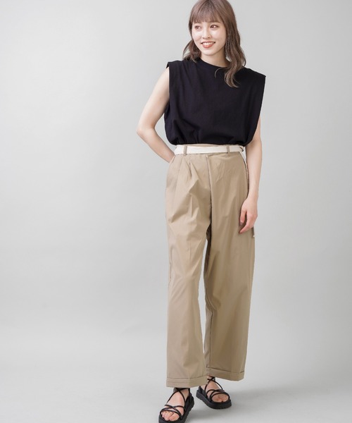 SPINNS（スピンズ）の「ツイル素材 ベルト付ラップパンツ（その他パンツ・レディース・ダークベージュ/ブラウン/ブラック/カーキ・ONESIZE）」の13枚目の写真