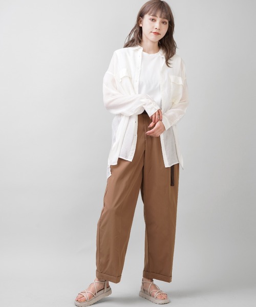 SPINNS（スピンズ）の「ツイル素材 ベルト付ラップパンツ（その他パンツ・レディース・ダークベージュ/ブラウン/ブラック/カーキ・ONESIZE）」の15枚目の写真