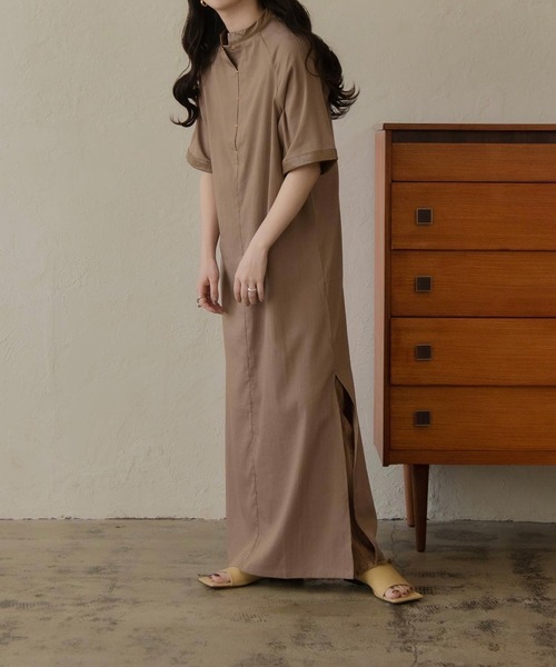 lawgy（ラウジー）の「front hock op（ワンピース・レディース・ブラウン/ライトベージュ・FREE）」の3枚目の写真