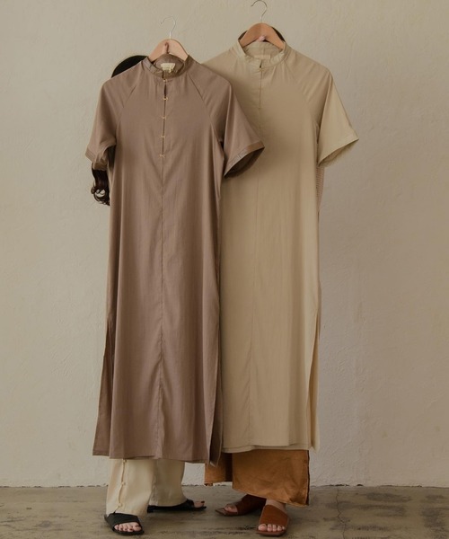 lawgy（ラウジー）の「front hock op（ワンピース・レディース・ブラウン/ライトベージュ・FREE）」の7枚目の写真