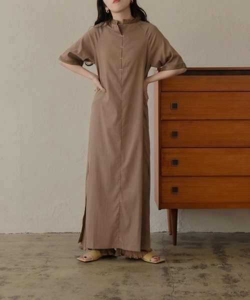 lawgy（ラウジー）の「front hock op（ワンピース・レディース・ブラウン/ライトベージュ・FREE）」の8枚目の写真