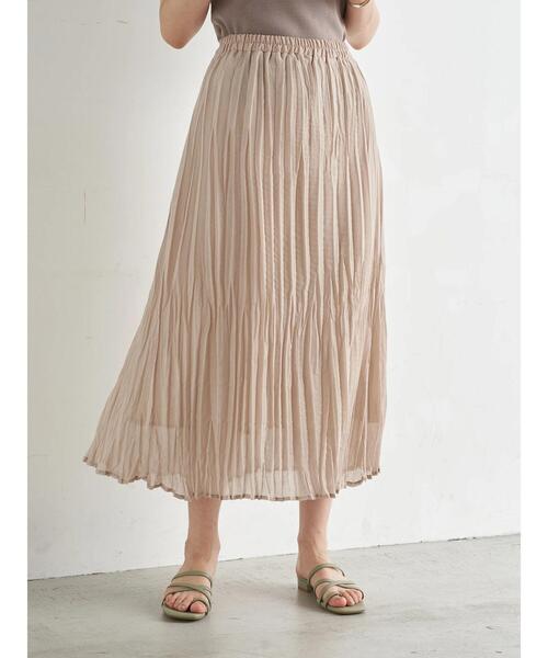 earth music&ecology（アースミュージックアンドエコロジー）の「ボイルワッシャースカート ＊（スカート・レディース・サックスブルー/アイボリー/ベージュ/ミント・FREE）」の15枚目の写真