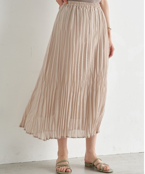 earth music&ecology（アースミュージックアンドエコロジー）の「ボイルワッシャースカート ＊（スカート・レディース・サックスブルー/アイボリー/ベージュ/ミント・FREE）」の2枚目の写真