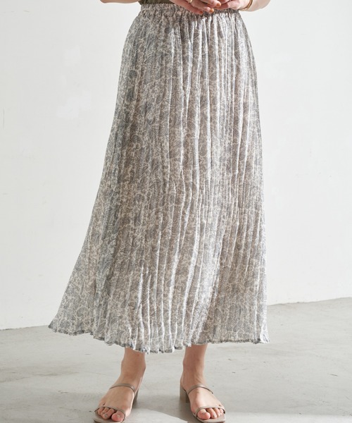 earth music&ecology（アースミュージックアンドエコロジー）の「ボイルワッシャースカート ＊（スカート・レディース・サックスブルー/アイボリー/ベージュ/ミント・FREE）」の4枚目の写真