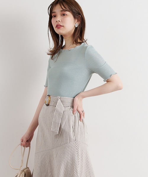 natural couture(ナチュラルクチュール)の「メローラメフライストップス(Tシャツ/カットソー・レディース・ブラック/ライトグレー/ミント/サックスブルー/ピンクベージュ・FREE)」の5枚目の写真