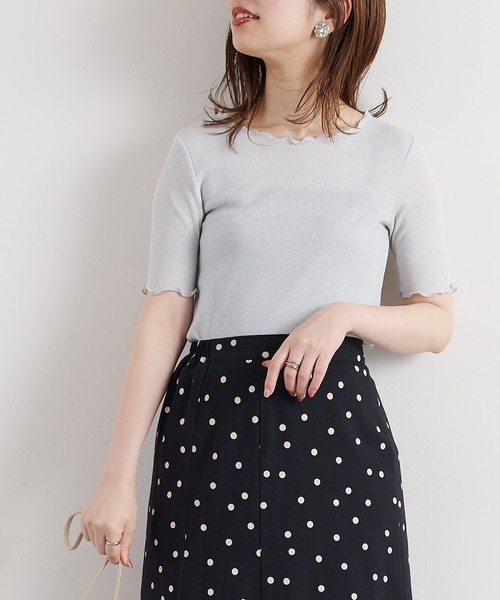 natural couture(ナチュラルクチュール)の「メローラメフライストップス(Tシャツ/カットソー・レディース・ブラック/ライトグレー/ミント/サックスブルー/ピンクベージュ・FREE)」の3枚目の写真