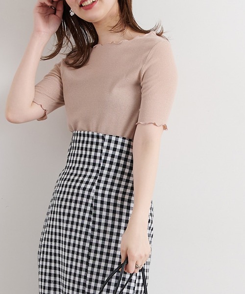 natural couture(ナチュラルクチュール)の「メローラメフライストップス(Tシャツ/カットソー・レディース・ブラック/ライトグレー/ミント/サックスブルー/ピンクベージュ・FREE)」の9枚目の写真