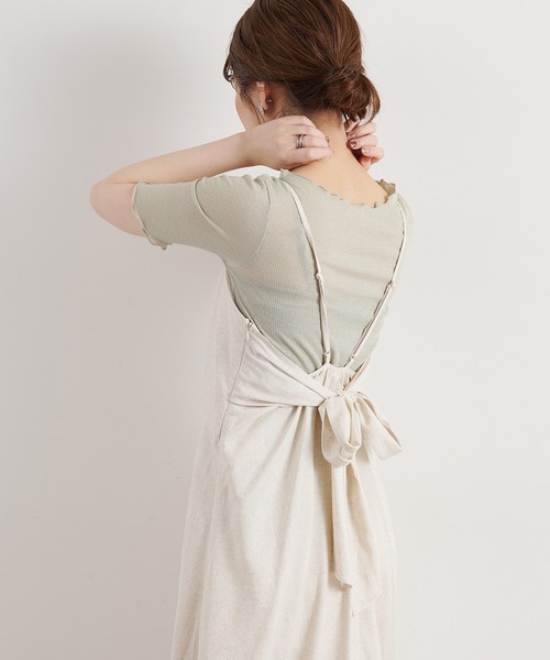 natural couture(ナチュラルクチュール)の「メローラメフライストップス(Tシャツ/カットソー・レディース・ブラック/ライトグレー/ミント/サックスブルー/ピンクベージュ・FREE)」の6枚目の写真