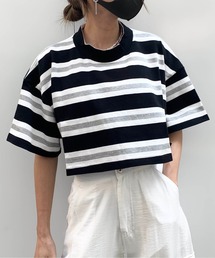 RASVOA | モックネックボーダーショートＴシャツ(Tシャツ/カットソー)