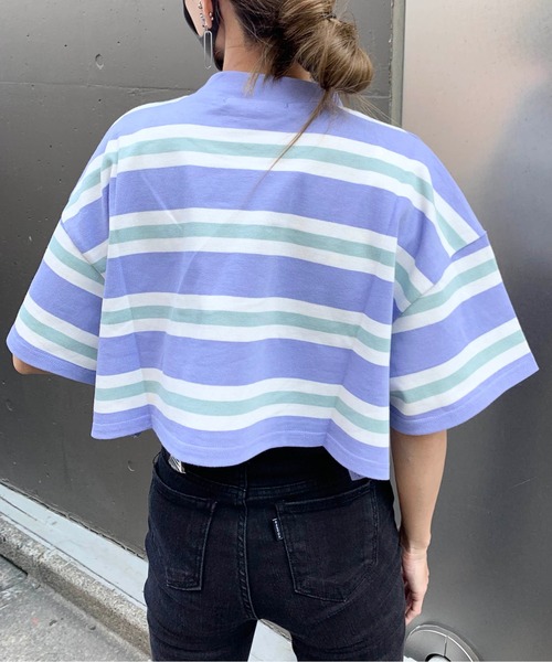 RASVOA（ラスボア）の「モックネックボーダーショートＴシャツ（Tシャツ/カットソー・レディース・ブラック/パープル/グリーン・FREE）」の14枚目の写真