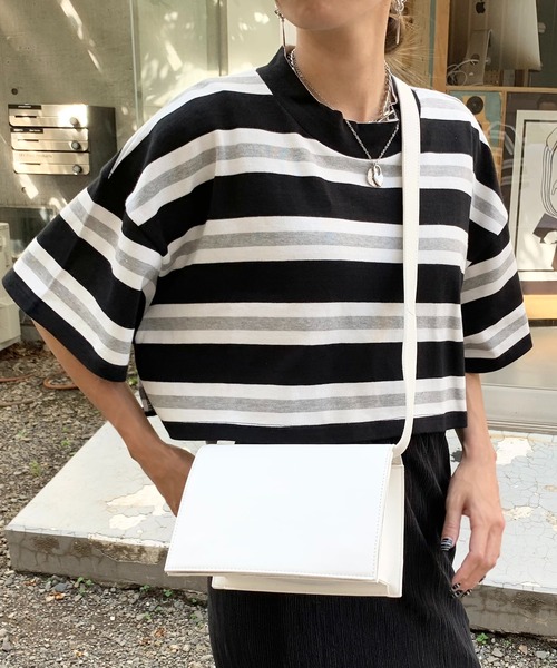 RASVOA（ラスボア）の「モックネックボーダーショートＴシャツ（Tシャツ/カットソー・レディース・ブラック/パープル/グリーン・FREE）」の18枚目の写真