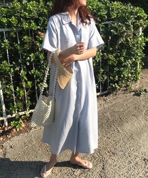 セール 綿麻 開襟 半袖シャツワンピース Ama シャツワンピース Gossip ロサンゼルス ゴシップロサンゼルス のファッション通販 Zozotown