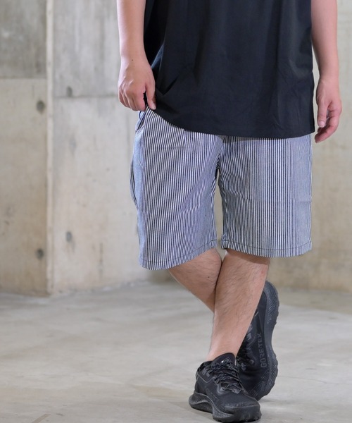 JOHN'S CLOSET（ジョンズクローゼット）の「【i】ヒッコリーシェフショーツ（その他パンツ・メンズ・ベージュ系その他/ブラック×ホワイト/ネイビー×ホワイト・MEDIUM/X-LARGE/SMALL/LARGE）」の2枚目の写真