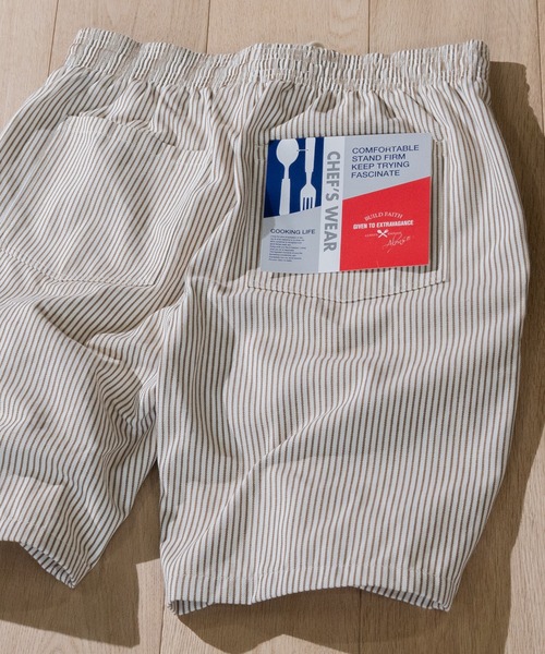 JOHN'S CLOSET（ジョンズクローゼット）の「【i】ヒッコリーシェフショーツ（その他パンツ・メンズ・ベージュ系その他/ブラック×ホワイト/ネイビー×ホワイト・MEDIUM/X-LARGE/SMALL/LARGE）」の10枚目の写真