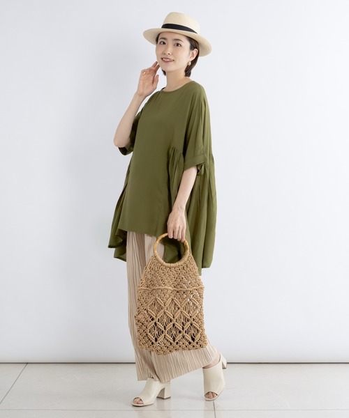 KATHARINE ROSS（キャサリンロス）の「【KATHARINE ROSS】ラウンドスリットギャザーチュニック（チュニック・レディース・チャコールグレー/アイボリー/ライトブラウン・MEDIUM）」の13枚目の写真