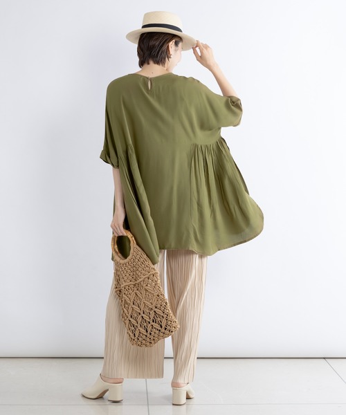 KATHARINE ROSS（キャサリンロス）の「【KATHARINE ROSS】ラウンドスリットギャザーチュニック（チュニック・レディース・チャコールグレー/アイボリー/ライトブラウン・MEDIUM）」の16枚目の写真