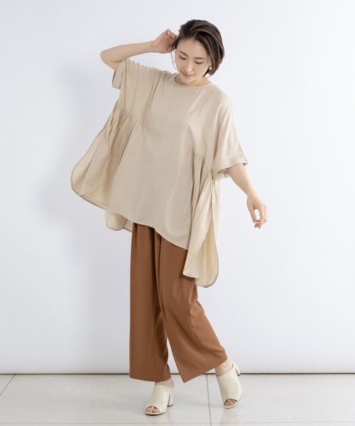 KATHARINE ROSS（キャサリンロス）の「【KATHARINE ROSS】ラウンドスリットギャザーチュニック（チュニック・レディース・チャコールグレー/アイボリー/ライトブラウン・MEDIUM）」の11枚目の写真