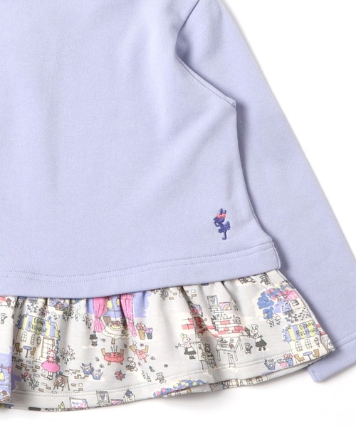 KP（ケーピー）の「【日本製】mimiちゃんレストランプリントとミニ裏毛のレイヤード風長袖チュニック(100-130cm)（スウェット・キッズ・オレンジ/ブルー・110cm/120cm/130cm/100cm）」の8枚目の写真