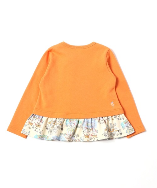 KP（ケーピー）の「【日本製】mimiちゃんレストランプリントとミニ裏毛のレイヤード風長袖チュニック(100-130cm)（スウェット・キッズ・オレンジ/ブルー・110cm/120cm/130cm/100cm）」の5枚目の写真
