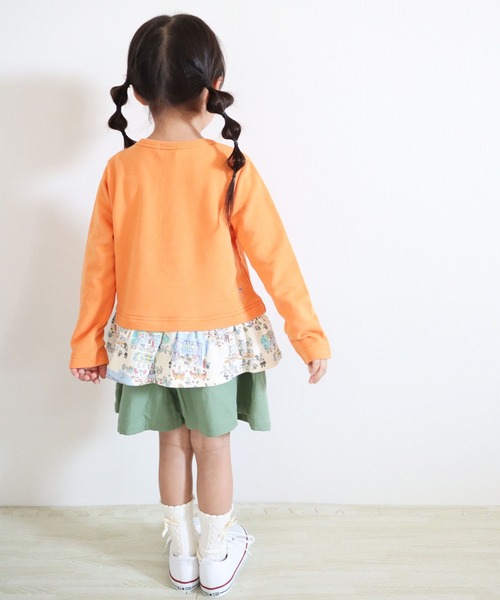 KP（ケーピー）の「【日本製】mimiちゃんレストランプリントとミニ裏毛のレイヤード風長袖チュニック(100-130cm)（スウェット・キッズ・オレンジ/ブルー・110cm/120cm/130cm/100cm）」の11枚目の写真