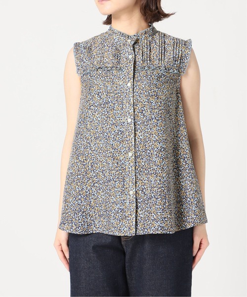 SLOBE IENA（スローブイエナ）の「プリムラフラワープリントショートスリーブブラウス【手洗い可能】◆（シャツ/ブラウス・レディース・イエロー/サックスブルー・FREE）」の17枚目の写真