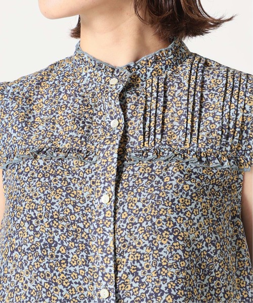 SLOBE IENA（スローブイエナ）の「プリムラフラワープリントショートスリーブブラウス【手洗い可能】◆（シャツ/ブラウス・レディース・イエロー/サックスブルー・FREE）」の8枚目の写真