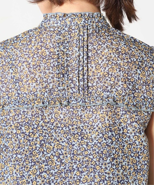 SLOBE IENA（スローブイエナ）の「プリムラフラワープリントショートスリーブブラウス【手洗い可能】◆（シャツ/ブラウス・レディース・イエロー/サックスブルー・FREE）」の22枚目の写真